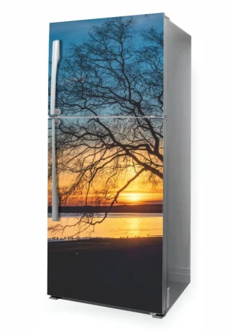 Sunset fridge wrap P1095 - Kitchen decor. Walls in light beige shades.
