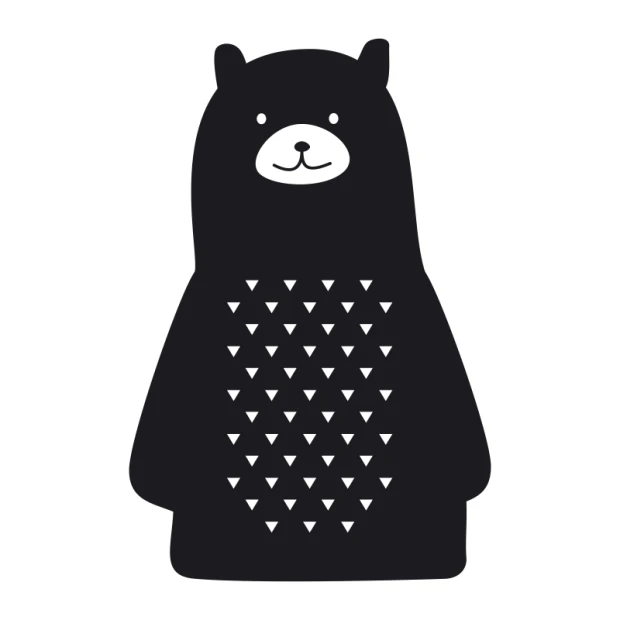 Wall sticker bear 2440 - Graphic design. Black bear with a white belly and triangular pattern on its body.