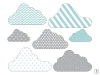 Colorful cloud wall stickers set 2441 - Graphic design. Clouds in various shades of blue and gray.