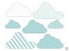 Colorful cloud wall stickers set 2441 - Various shapes in blue.