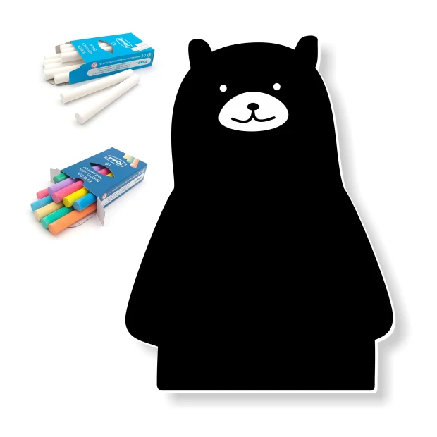Children\'s chalkboard bear 295 - Graphic design. Bear shape with a white smile on a black background.
