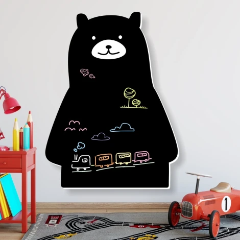 Children\'s chalkboard bear 295 - Decorated in a bright-colored kids\' room with modern furniture.