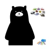 Chalkboard magnetic board bear 295 - Bear shape with a white smile, alongside colorful magnets and crayons.