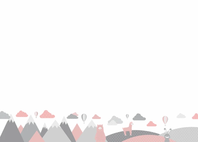 Magnetic dry-erase board for kids featuring animals and mountains, with a white background and gray design.