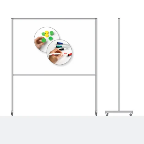 Mobile whiteboard 180 x 120 cm - Graphic design featuring a hand holding a marker.