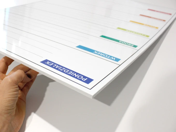 Weekly lean planner dry-erase board 044 - Graphic design with a simple layout of horizontal lines and colors.