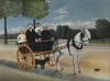 Reproduction of La Carriole du père Junier by Henri Rousseau. The image depicts people in a cart being pulled by.