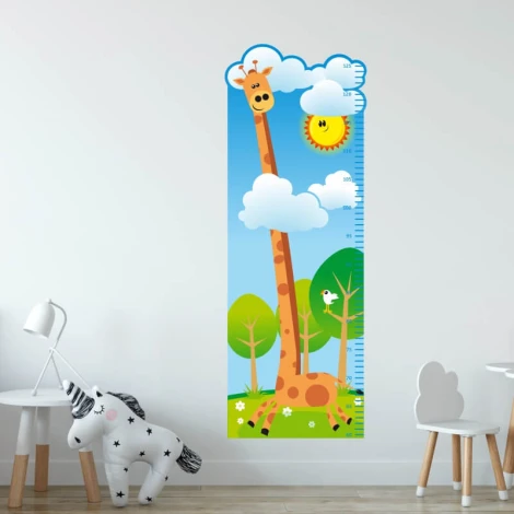 Height chart sticker 1146 - Decor for a children\'s room. Light-colored walls, muted furniture palette.