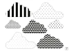 Colorful cloud wall stickers set 2441 - Graphic design. Clouds in various shapes with black and white patterns.