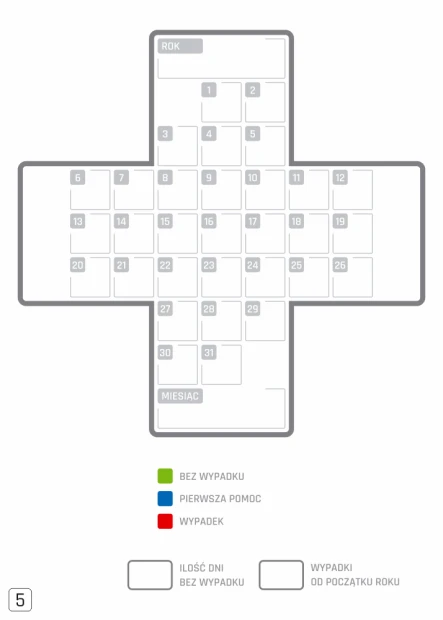 Magnetic dry-erase board safety cross 126 - Features a graphic of a cross with a grid of days.