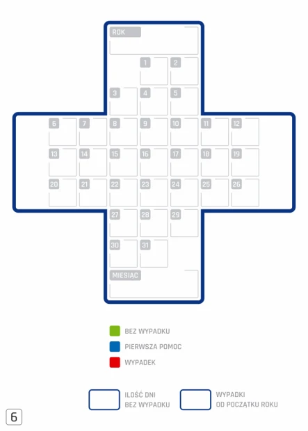 Safety cross dry-erase board 126 - Graphic design featuring a cross with a grid and numbered fields.