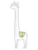 Child growth chart sticker featuring a giraffe with a colorful pattern on its body.