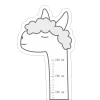 Child growth chart sticker featuring a llama with height markings in centimeters.