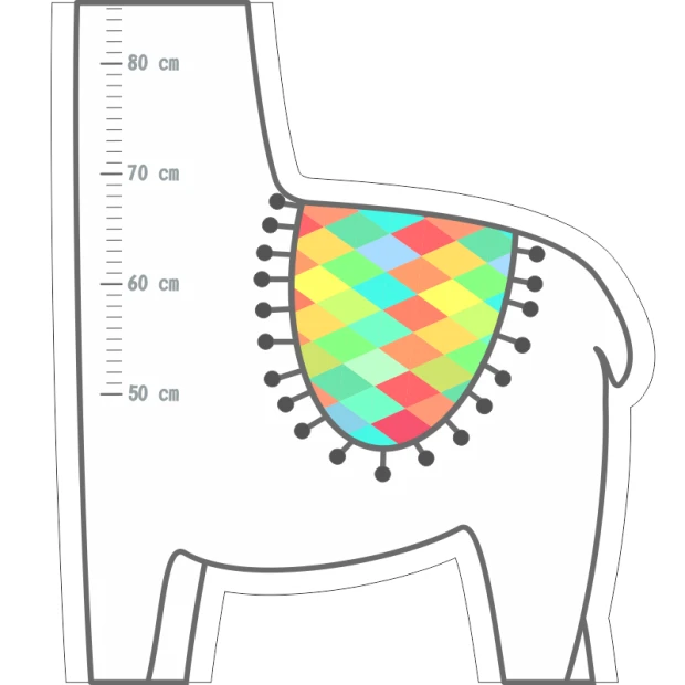Child growth chart sticker Aplaka 2458 - Animal shape with colorful diamonds design.