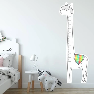 Child growth chart sticker aplaka 2458 - Decor for a nursery with light-colored walls and natural furniture.