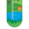 Child growth chart sticker featuring a fox and badger surrounded by greenery.