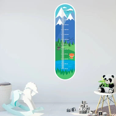 Child growth chart sticker 2448 - Decor for a kids\' room with light-colored walls, toys, and furniture in the background.