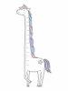 Unicorn growth chart sticker for kids 2457 - Features a unicorn with a long mane in pastel colors.