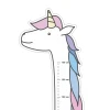 Unicorn growth chart sticker for kids - features a unicorn with a pink mane and gold accents.