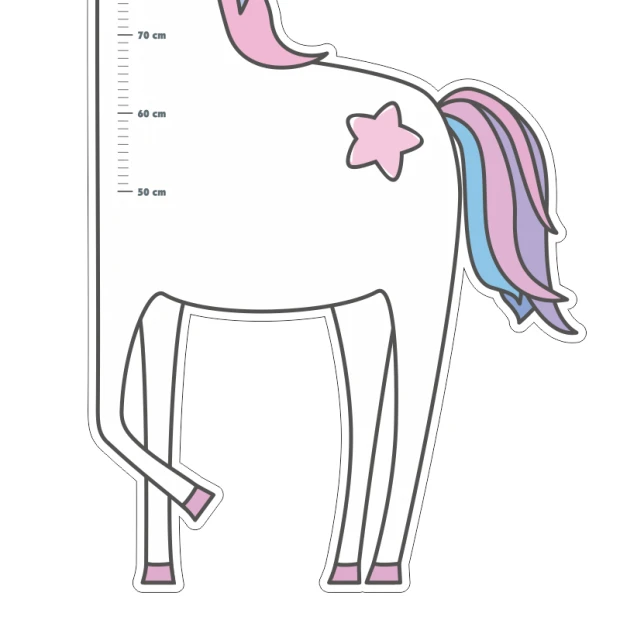 Unicorn growth chart sticker for kids 2457 - Features a unicorn with a pink mane and a star design.