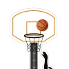 Child growth chart sticker basketball player 2442 - Features basketball, hoop, and hand graphic design.
