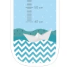 Child growth chart sticker with boats and airplanes - features a boat on waves in shades of color.