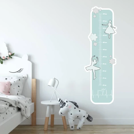Child growth chart sticker for dancers 2452 - Decorates a child\'s room with light-colored walls and neutral furniture.