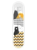 Child growth chart sticker with an alpaca bear design, featuring mountains and gray patterns.