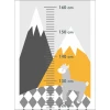 Child growth chart sticker featuring an alpaca against a gray-yellow mountain backdrop.