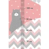 Child growth chart sticker featuring an alpaca bear design on a pink background.