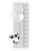 Child growth chart sticker featuring a panda holding balloons in various designs.