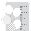 Child growth chart sticker with panda bear design featuring balloons and centimeter measurement lines.