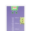 Child growth chart sticker with colorful creatures on a purple background.