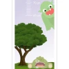Child growth chart sticker with green creatures and a tree design.