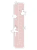 Child growth chart sticker featuring dancers, with a pink background and silhouettes of dancers and clouds.