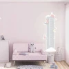 Child growth chart sticker with bunnies and clouds, perfect for a bright children\'s room decor.