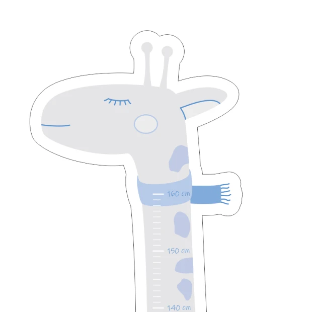 Child growth chart sticker giraffe 2456 - Graphic design featuring a gray giraffe with blue accents.