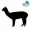 Chalk sticker for kids featuring a black alpaca silhouette with colorful chalks.