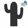 Chalk sticker for kids, cactus design in black with two arms.