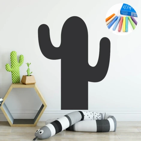 Chalk sticker for kids featuring a cactus, perfect for bright children\'s rooms with geometric furniture.