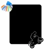 Chalk sticker for kids motocross 296 - Graphic design. Black rectangle with a white motorcyclist in action.