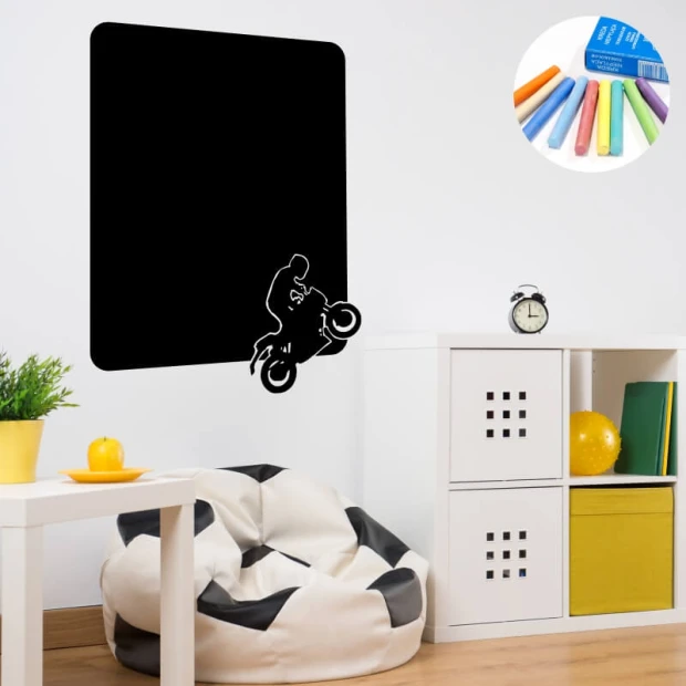 Chalk sticker for kids motocross 296 - Decorates a child\'s room with light-colored walls and furniture.