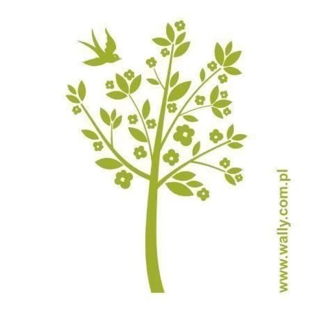 Bird tree sticker 1105 in spring green shades, perfect for a child\'s room or creative space.