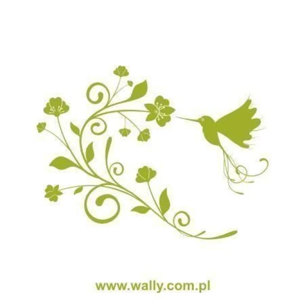 Hummingbird flower sticker 1099 in vibrant green, perfect for refreshing a modern interior.