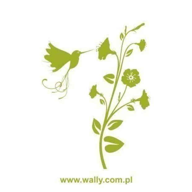 Hummingbird Flowers sticker 1102 in a fresh green shade, perfect for spring decor in modern spaces.