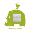 Child-friendly sticker 1093 featuring a green elephant with a bird.