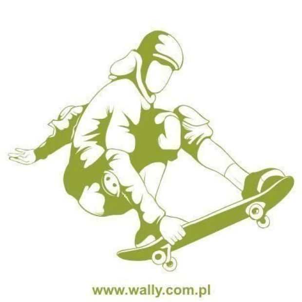 Dynamic skater sticker 1018 in shades of green, perfect for a modern youth room.