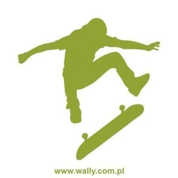 Dynamic skater sticker 1023 in vibrant shades of green, perfect for a modern youth room.