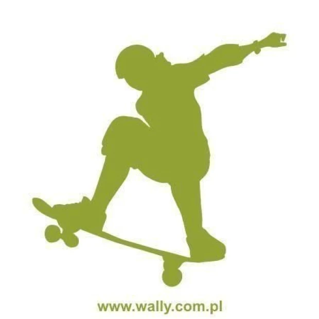 Dynamic skater sticker 1025 in vibrant green, perfect for a modern youth room.