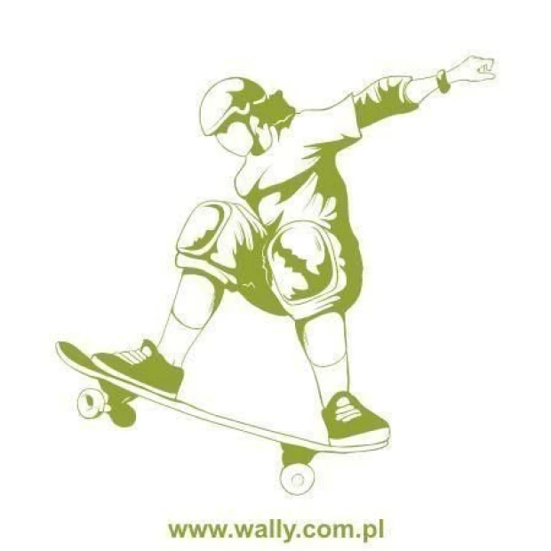 Dynamic skater sticker 1026, perfect for a modern teen room, in vibrant green.